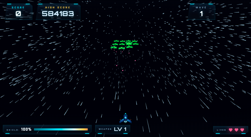 3D Galaga 실행 화면